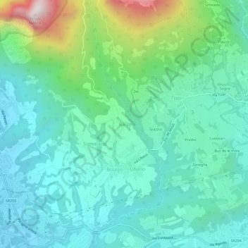 Carte topographique Barp, altitude, relief
