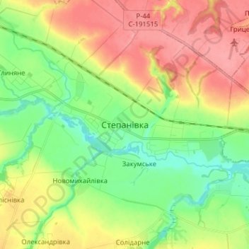 Carte topographique Stepanivka, altitude, relief