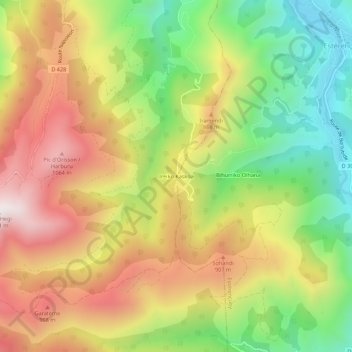 Carte topographique Ireiko Kaskoa, altitude, relief