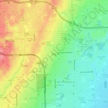 Carte topographique Troy, altitude, relief