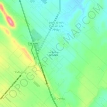 Carte topographique Los Sabinos de Arriba, altitude, relief