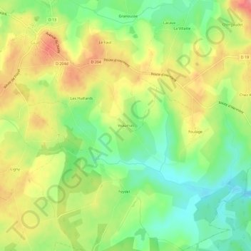 Carte topographique Veaumas, altitude, relief