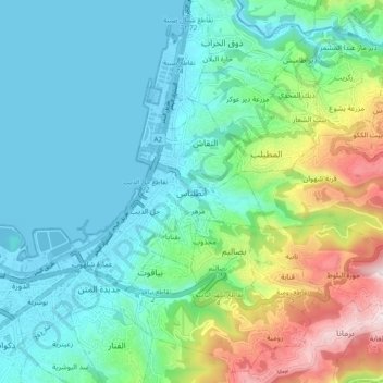 Carte topographique Antelias, altitude, relief
