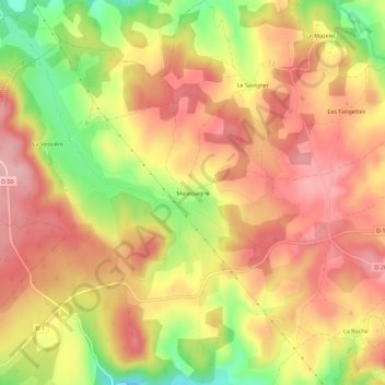 Carte topographique Malassagne, altitude, relief