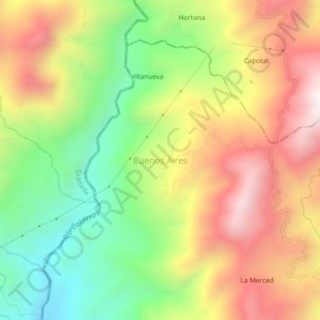 Carte topographique Buenos Aires, altitude, relief
