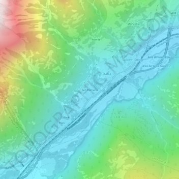 Carte topographique San Romano, altitude, relief