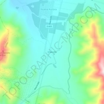 Carte topographique Infiernillo, altitude, relief