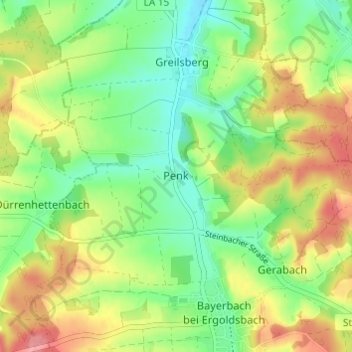 Carte topographique Penk, altitude, relief