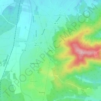 Carte topographique Urthal, altitude, relief