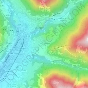 Carte topographique Font Christianne, altitude, relief