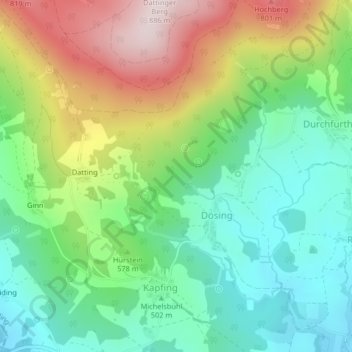 Carte topographique Langewald, altitude, relief