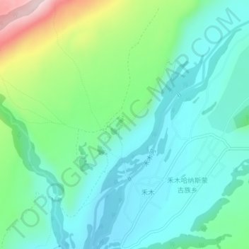 Carte topographique 禾木村观景点, altitude, relief