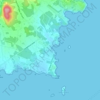 Carte topographique es Canar, altitude, relief