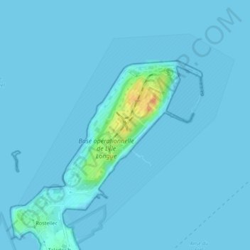 Carte topographique L'Île Longue, altitude, relief