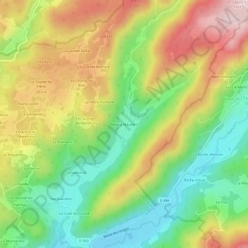 Carte topographique Magny Maubert, altitude, relief