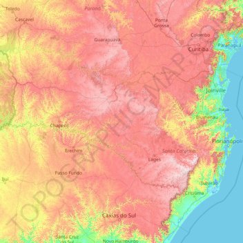 Carte topographique Santa Catarina, altitude, relief