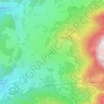 Carte topographique St. Valentin, altitude, relief