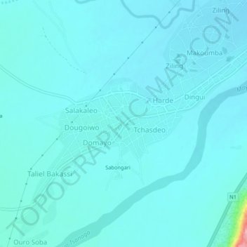 Carte topographique Meskine, altitude, relief