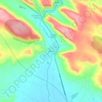 Carte topographique Ubierna, altitude, relief