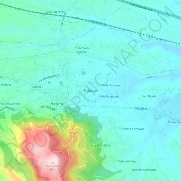 Carte topographique Puzzariga, altitude, relief