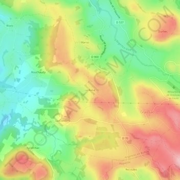 Carte topographique Le Batut, altitude, relief