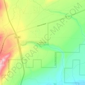 Carte topographique Mono City, altitude, relief