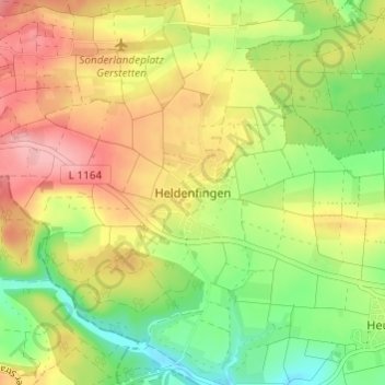 Carte topographique Heldenfingen, altitude, relief