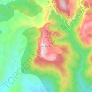 Carte topographique Ashapuri, altitude, relief