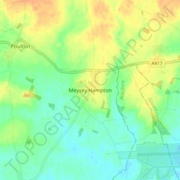 Carte topographique Meysey Hampton, altitude, relief