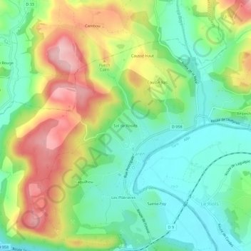 Carte topographique Sol de Rosiès, altitude, relief