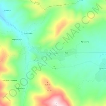 Carte topographique Batultsi, altitude, relief