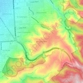 Carte topographique Mount Osmond, altitude, relief