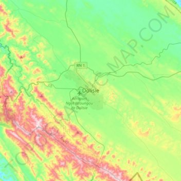 Carte topographique Dolisie, altitude, relief
