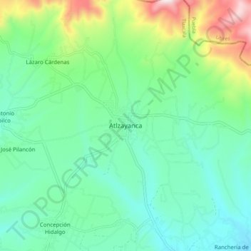 Carte topographique Atlzayanca, altitude, relief