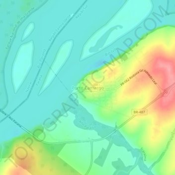 Carte topographique Porto Camargo, altitude, relief