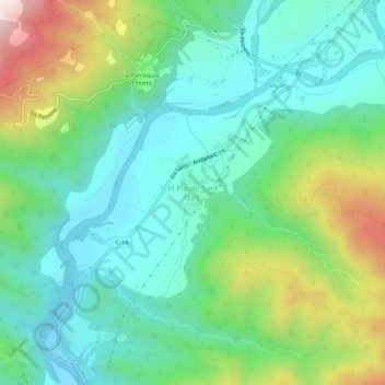 Carte topographique el Pla de Sant Tirs, altitude, relief