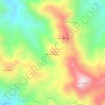 Carte topographique Bulu Patungeng, altitude, relief