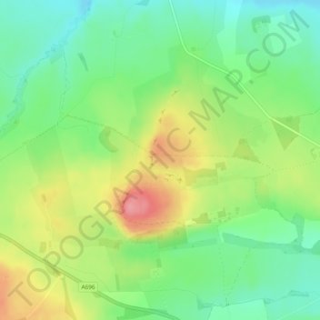 Carte topographique Shaftoe Crags, altitude, relief