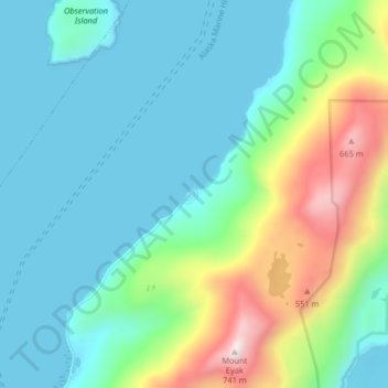 Carte topographique Orca, altitude, relief