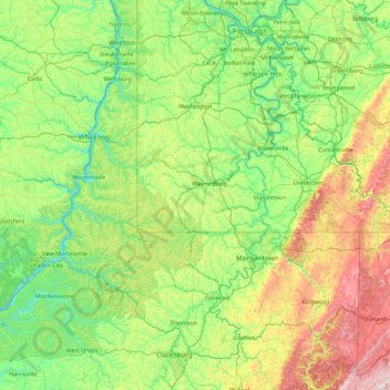 Carte topographique Greene, altitude, relief