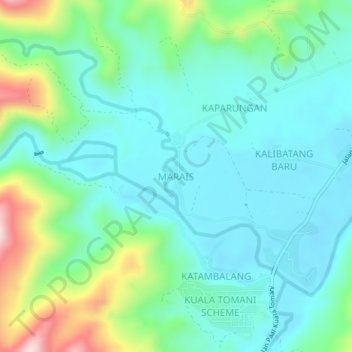 Carte topographique Marais, altitude, relief