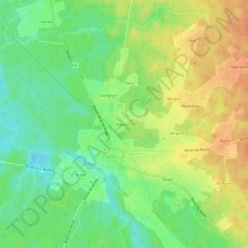Carte topographique Argileyre, altitude, relief