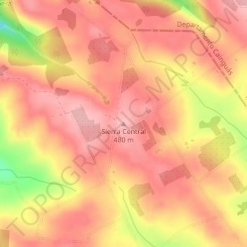 Carte topographique Sierra Central, altitude, relief