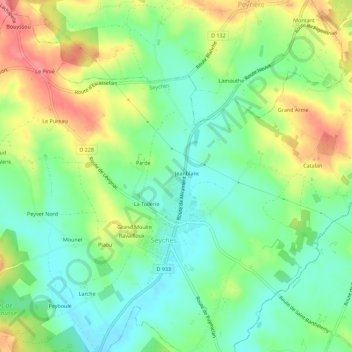 Carte topographique Soumaille, altitude, relief