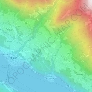 Carte topographique Obermillstatt, altitude, relief