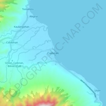 Carte topographique Caibiran, altitude, relief