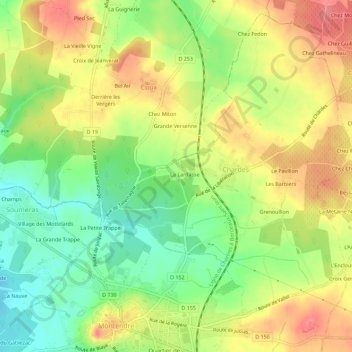 Carte topographique Marvaud, altitude, relief