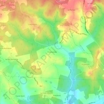 Carte topographique Pommarède, altitude, relief