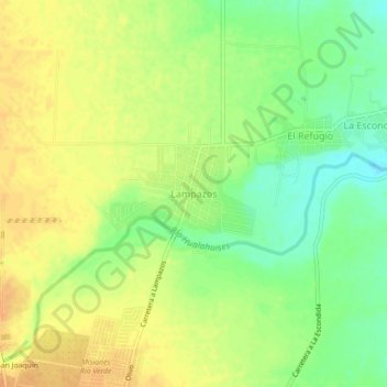 Carte topographique Lampazos, altitude, relief