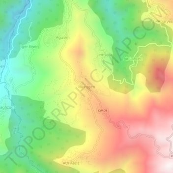 Carte topographique Mezeguene, altitude, relief